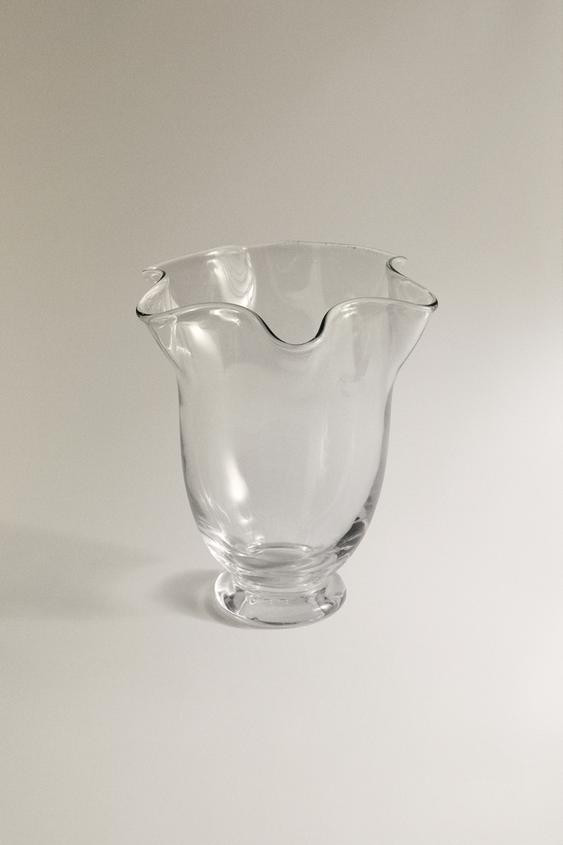 WAVY TRANSPARENT GLASS VASE | Zara US