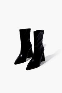 Faux Leather Block Heel Booties (Wide) | Forever 21 (US)
