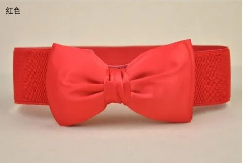 Fashion Women Bowknot Buckle Waistband Waist Belt Elastic Bow Wide Stretch | Wish
