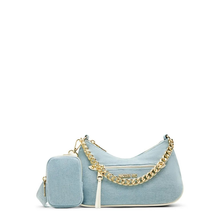 Madden NYC Women's Chain Crossbody Handbag with Pouch, Denim | Walmart (US)