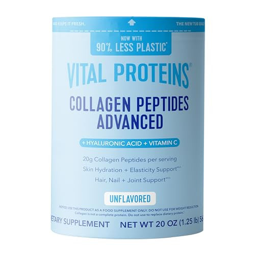 Vital Proteins Collagen Peptides Powder Advanced with Hyaluronic Acid & Vitamin C, 20oz Collagen Protein, Unflavored, 27 Servings | Amazon (US)