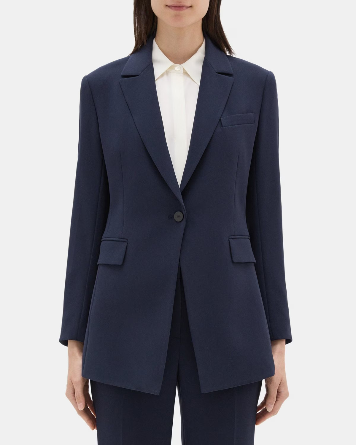 Single-Breasted Blazer in Crepe | Theory Outlet