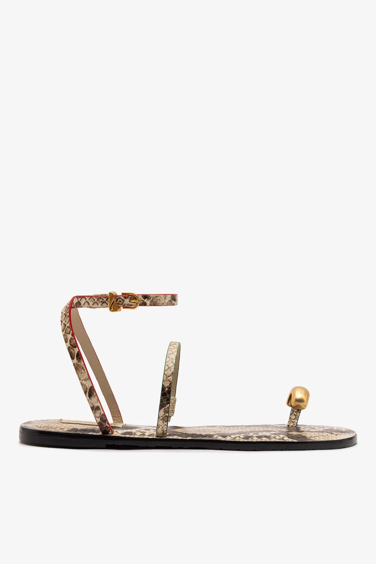 Biarritz Flat Sandal In Neutral Snake Leather | Larroude