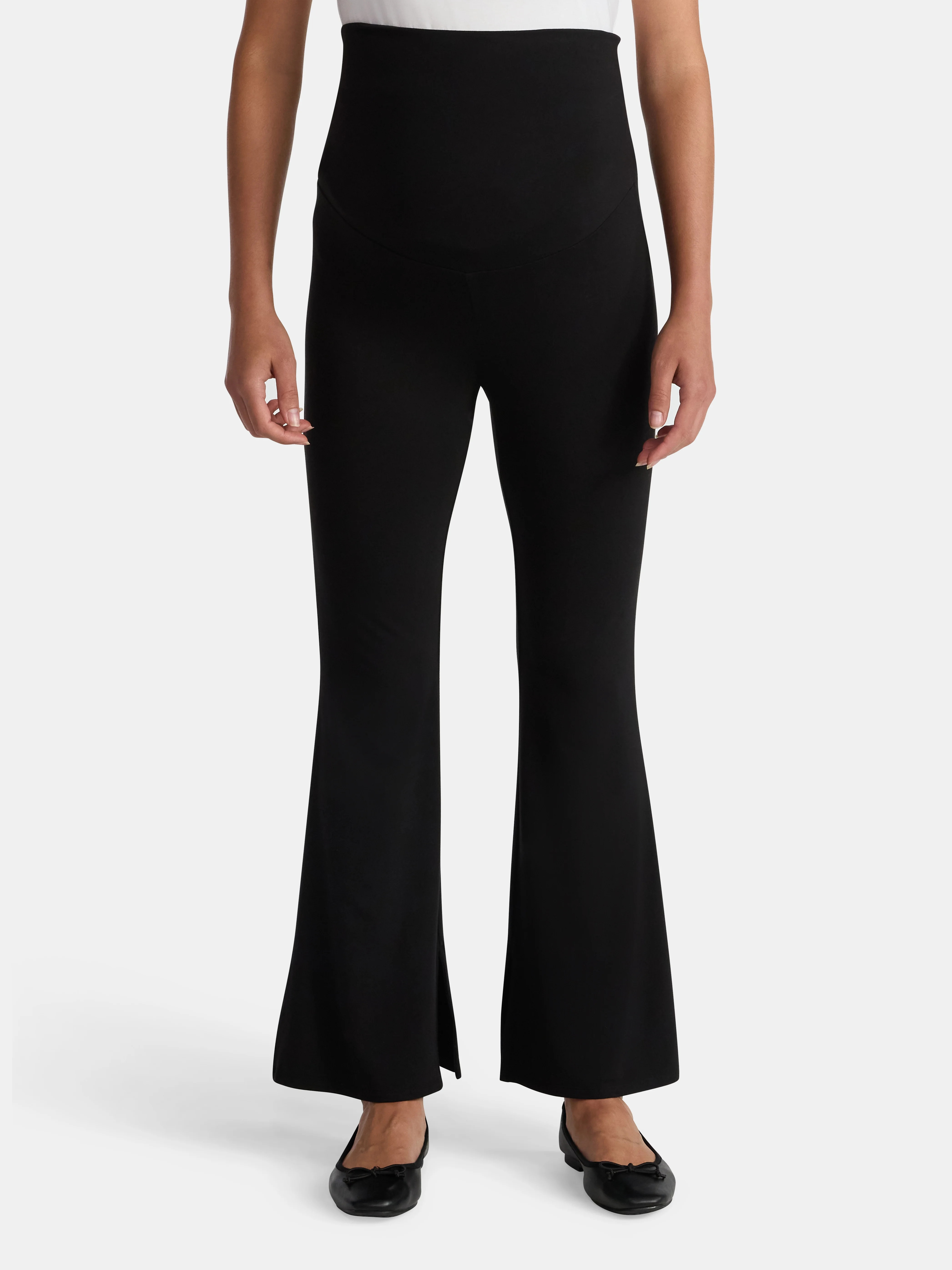 Time and Tru Women's Maternity Flare Pants with Slits, Sizes S-XXL | Walmart (US)