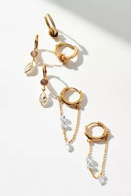 Set of Three Cool Crystal Huggie Earrings | Anthropologie (US)