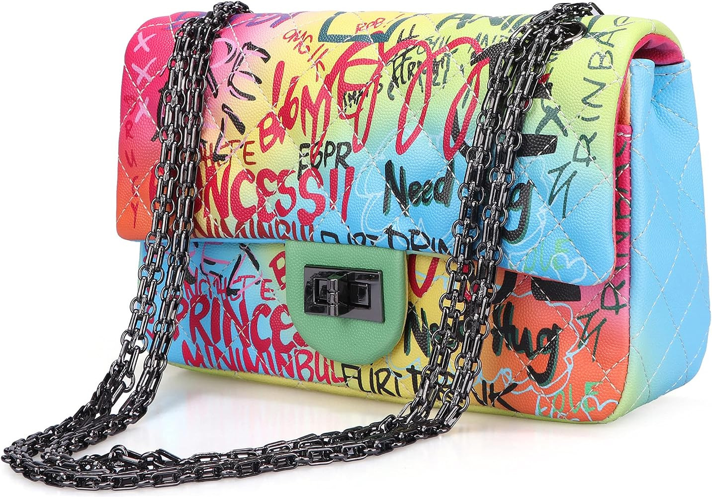 Wearigoo Small Crossbody Handbags for Women Graffiti Shoulder Purse Bags with Adjustable Metal Chain | Amazon (US)