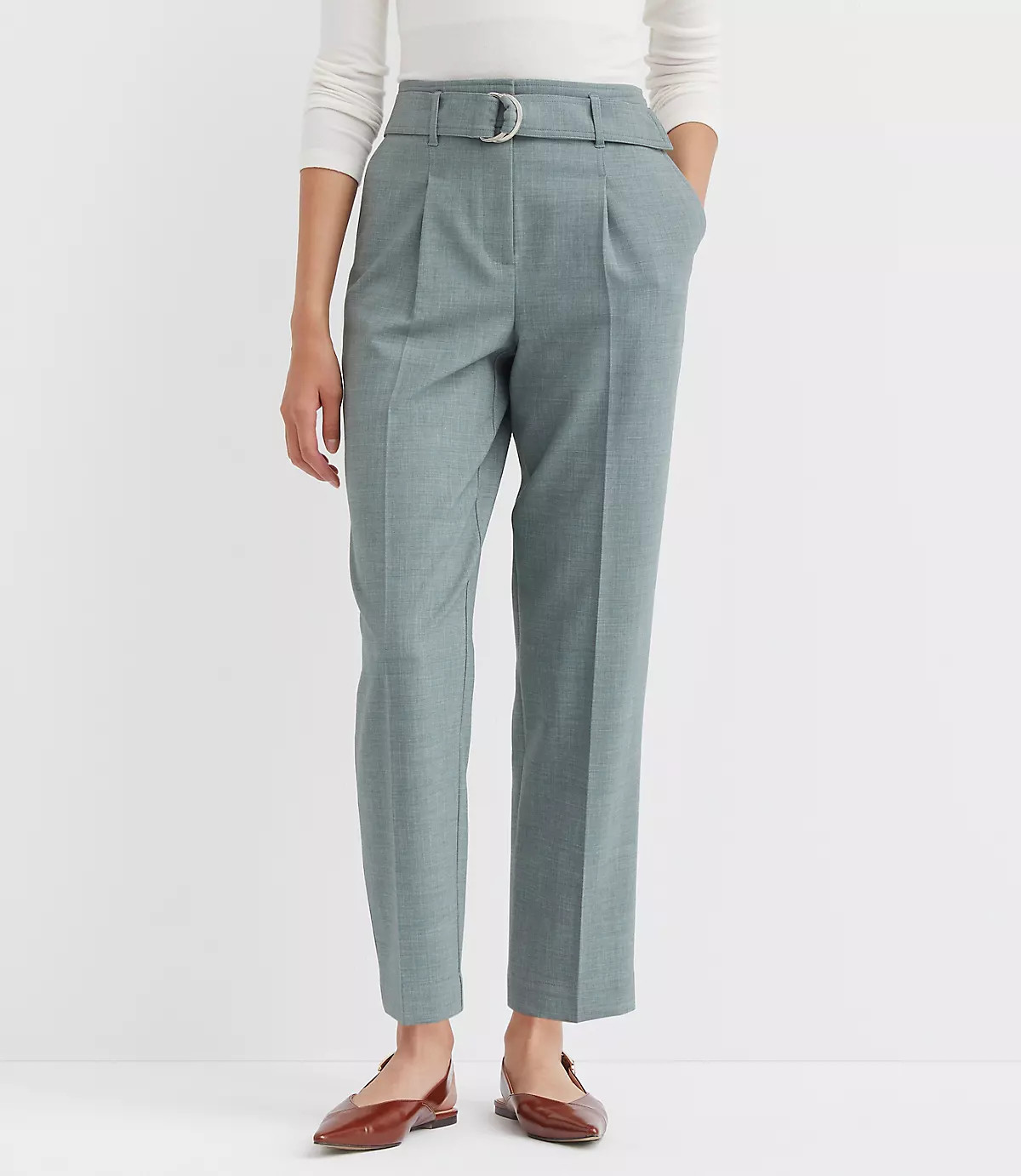 Belted Taper Pants in Melange | LOFT