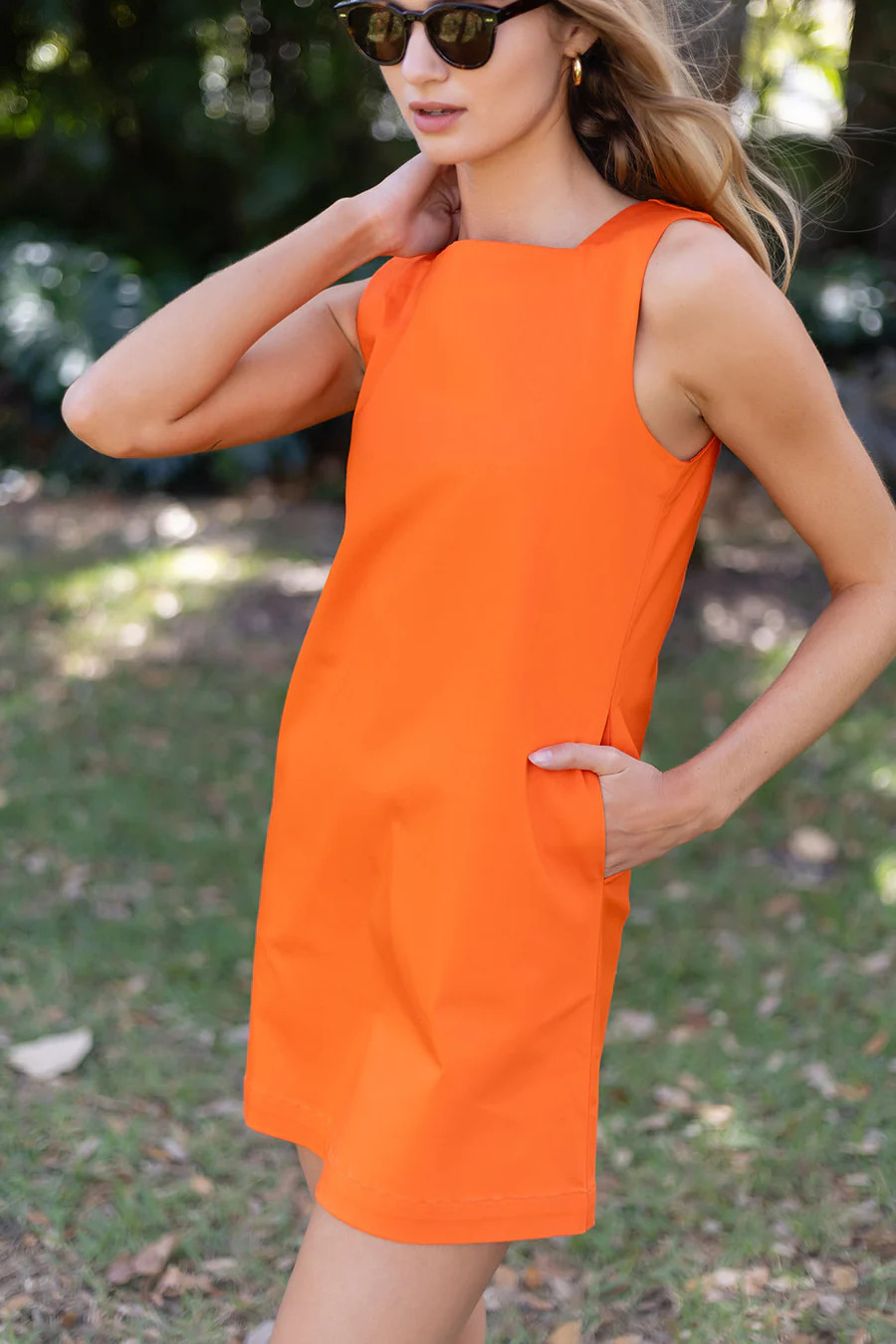 Serena Dress Cotton - Tangerine | Julia Amory