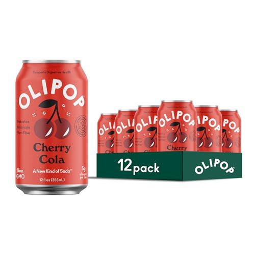 OLIPOP Prebiotic Soda Pop, Cherry Cola, Pantry Pack Packed with Prebiotics, Fiber, and Botanicals, Gluten Free, Vegan, GMO Free, 12oz (12-Cans) | Amazon (US)