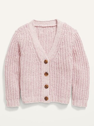 Button-Front Shaker-Stitch Sweater for Toddler Girls | Old Navy (US)