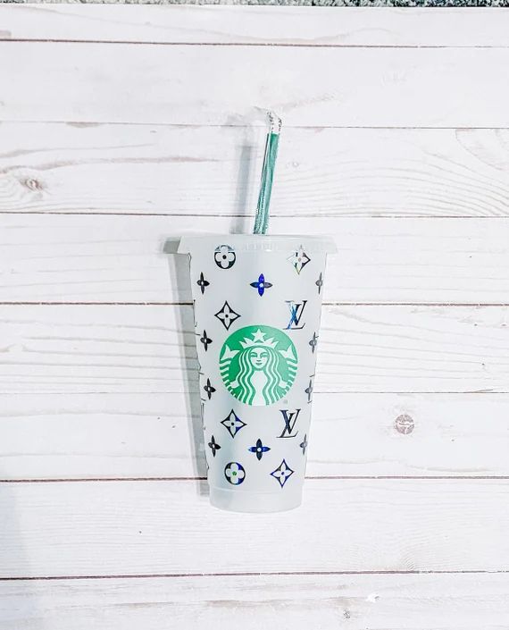 BLACK Designer inspired LV inspired Cups Starbucks Cups | Etsy | Etsy (US)