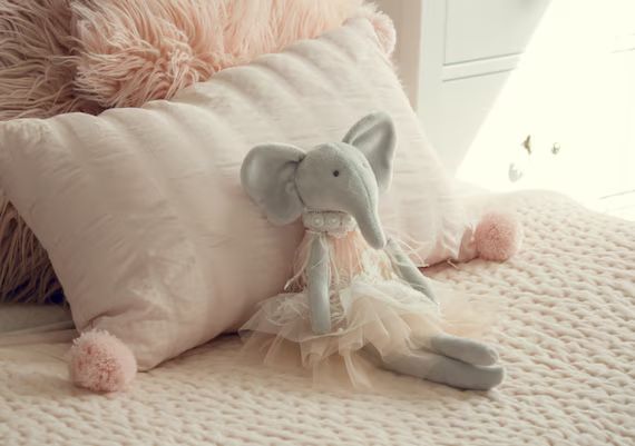 Daisy The Elephant Premium Plush Stuffed Animal Doll Pink Tulle, Feather & Pearl Dress Perfect Gi... | Etsy (US)