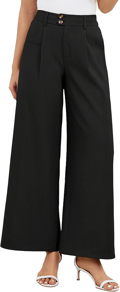 Eddoyee Wide Leg Dress Pants Women, High Waisted Business Palazzo Pants Office Work Casual Trouse... | Amazon (US)