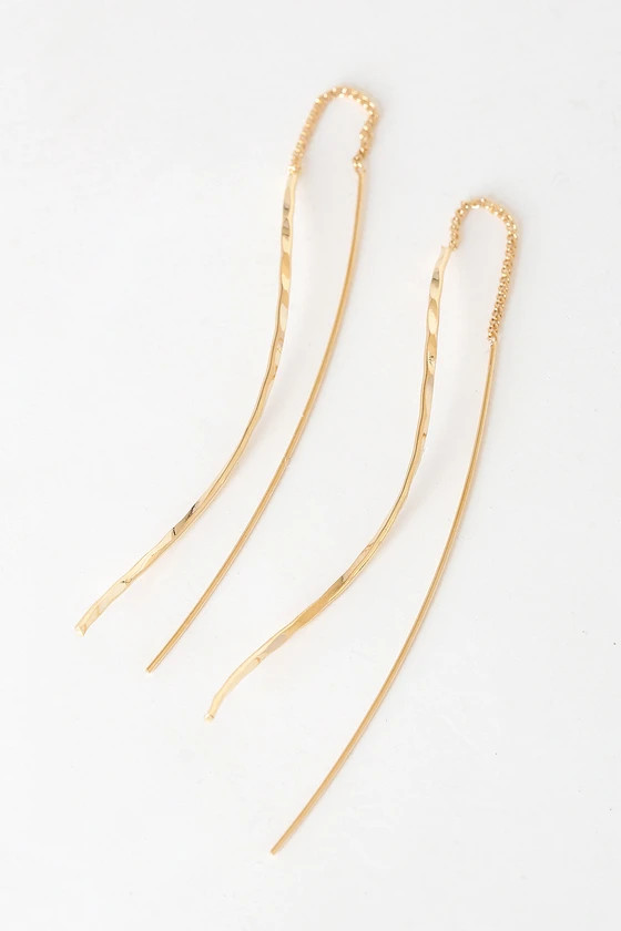 Thread Count Gold Threader Earrings | Lulus