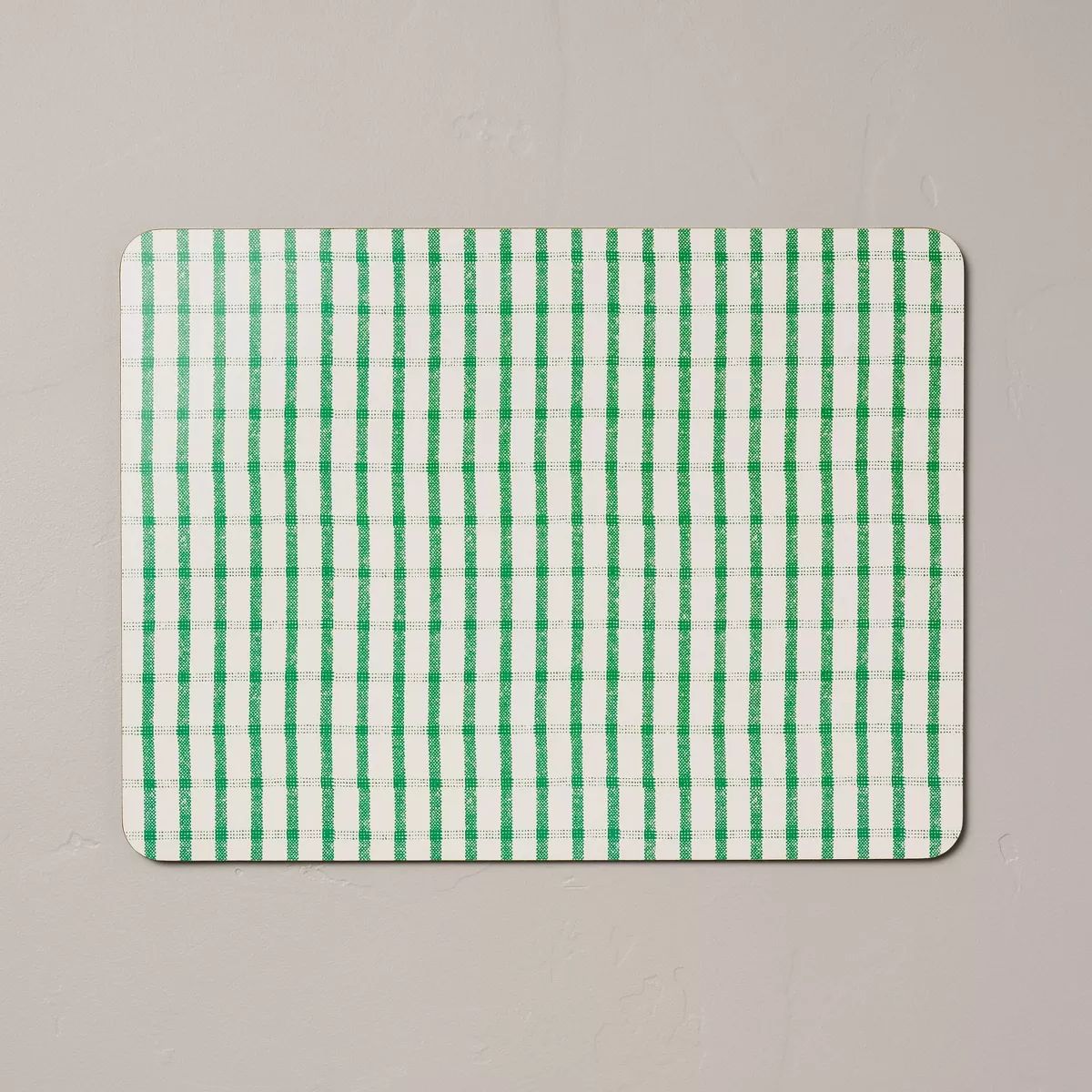 Distressed Plaid Wipeable Corkboard Placemat Green/Cream - Hearth & Hand™ with Magnolia | Target