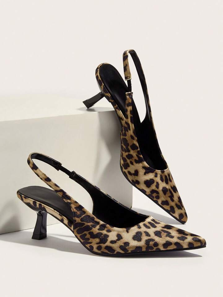 Wedding Party Sexy Leopard Print Pointed Toe Ankle Strap Stiletto High Heels | SHEIN