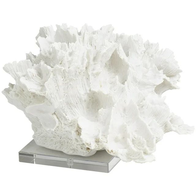 12" x 8" White Polystone Textured Coral Sculpture with Clear Acrylic Base, by DecMode | Walmart (US)