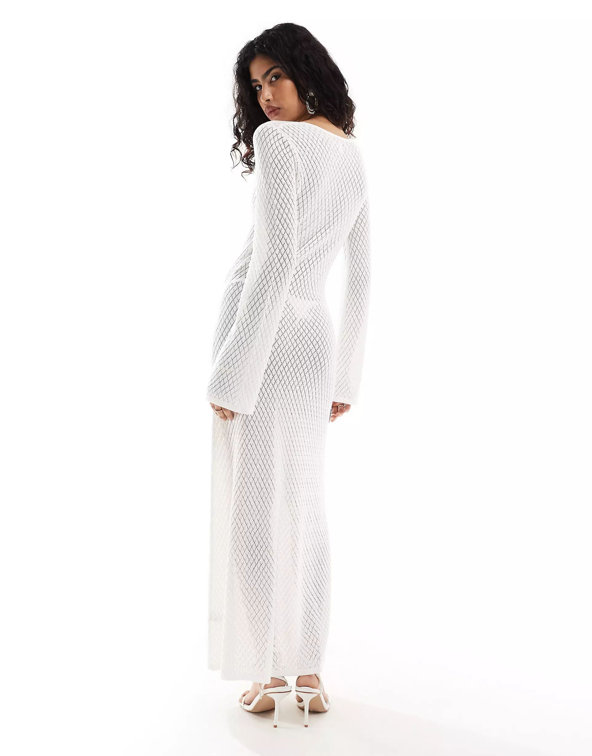 Pretty Lavish Bachelorette crochet knit cut-out maxi dress in ivory | ASOS | ASOS (Global)