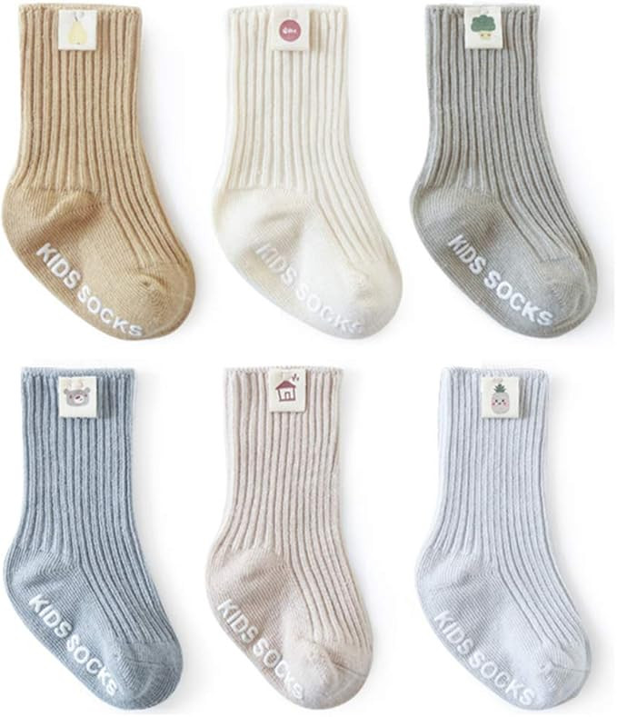 Baby Boy Combed Cotton Socks QandSweet Toddler Ankle Sock Non-Skid for Newborn Infant Childrens | Amazon (US)