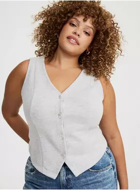 V-Neck Button-Up Vest | Torrid (US & Canada)