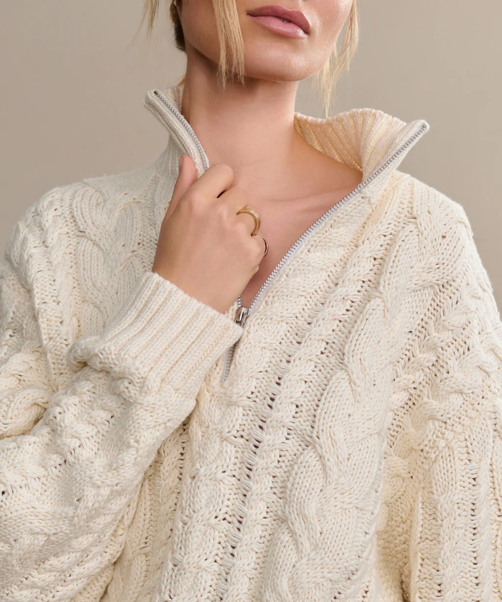 Cotton Cable Half Zip | Jenni Kayne