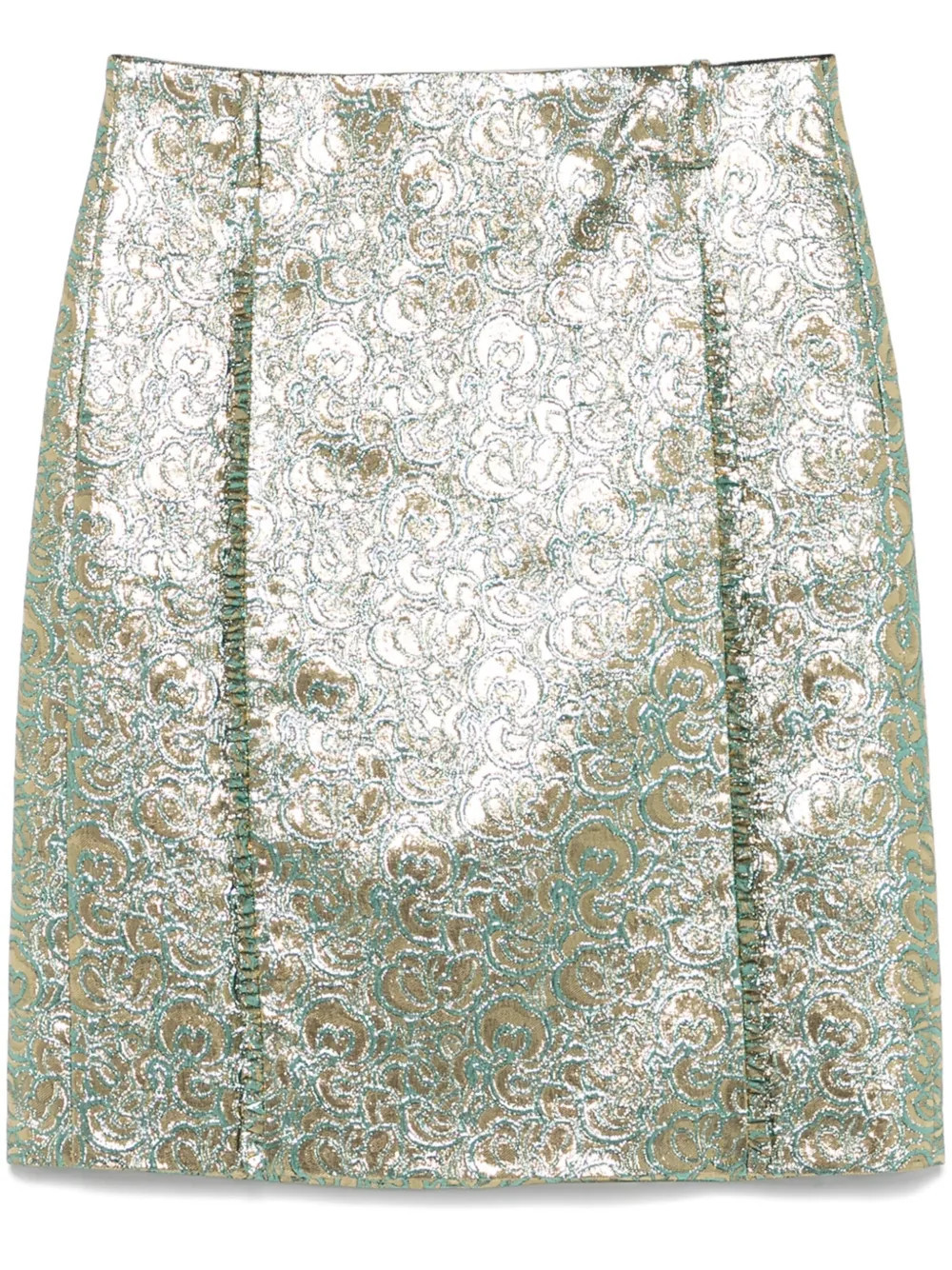 Nº21 metallic-flower-print midi skirt - Gold | Farfetch Global