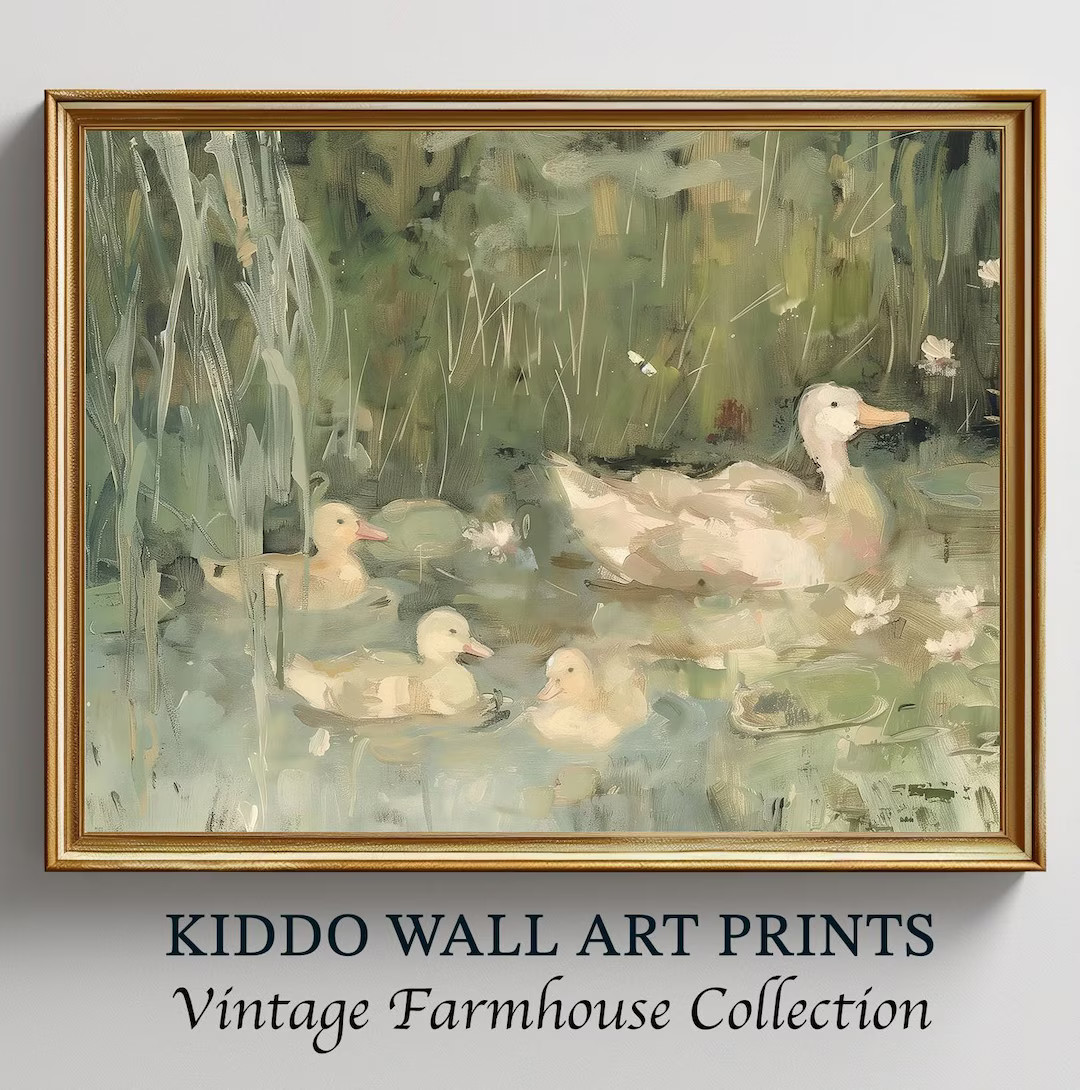 ART PRINT | Country Farm Duck Painting Poster | Vintage Nursery Decor | Vintage Nursery Wall Art ... | Etsy (US)