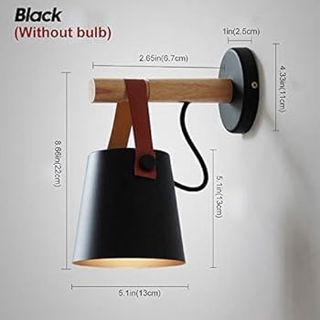 iYoee Wall Sconce Lighting Fixture,Black Industrial Bedroom Bedside Wall lamp Brown Leather and W... | Amazon (US)