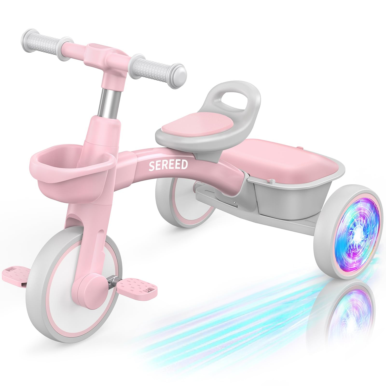 SEREED Colorful Lighting Toddler Tricycle for 2-5 Years Old Girls, Adjustable Seat&Handlebar Trik... | Amazon (US)