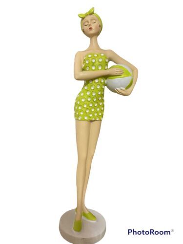 Retro Bathing Beauty Woman Figurine Polka Dot Swim Suit/Beach Ball Art Deco 13"  | eBay | eBay US