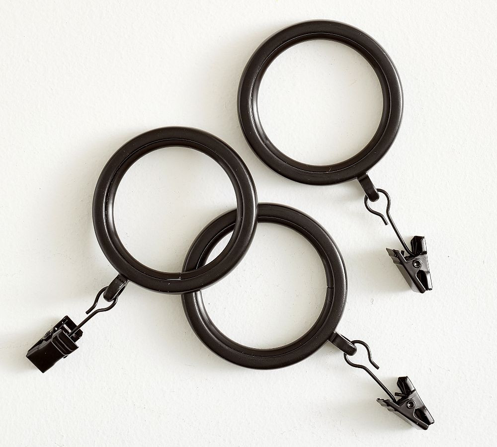 Slim Quiet-Glide Curtain Clip Rings - Set of 10, Antique Bronze, 1.25"" Diam. | Pottery Barn (US)