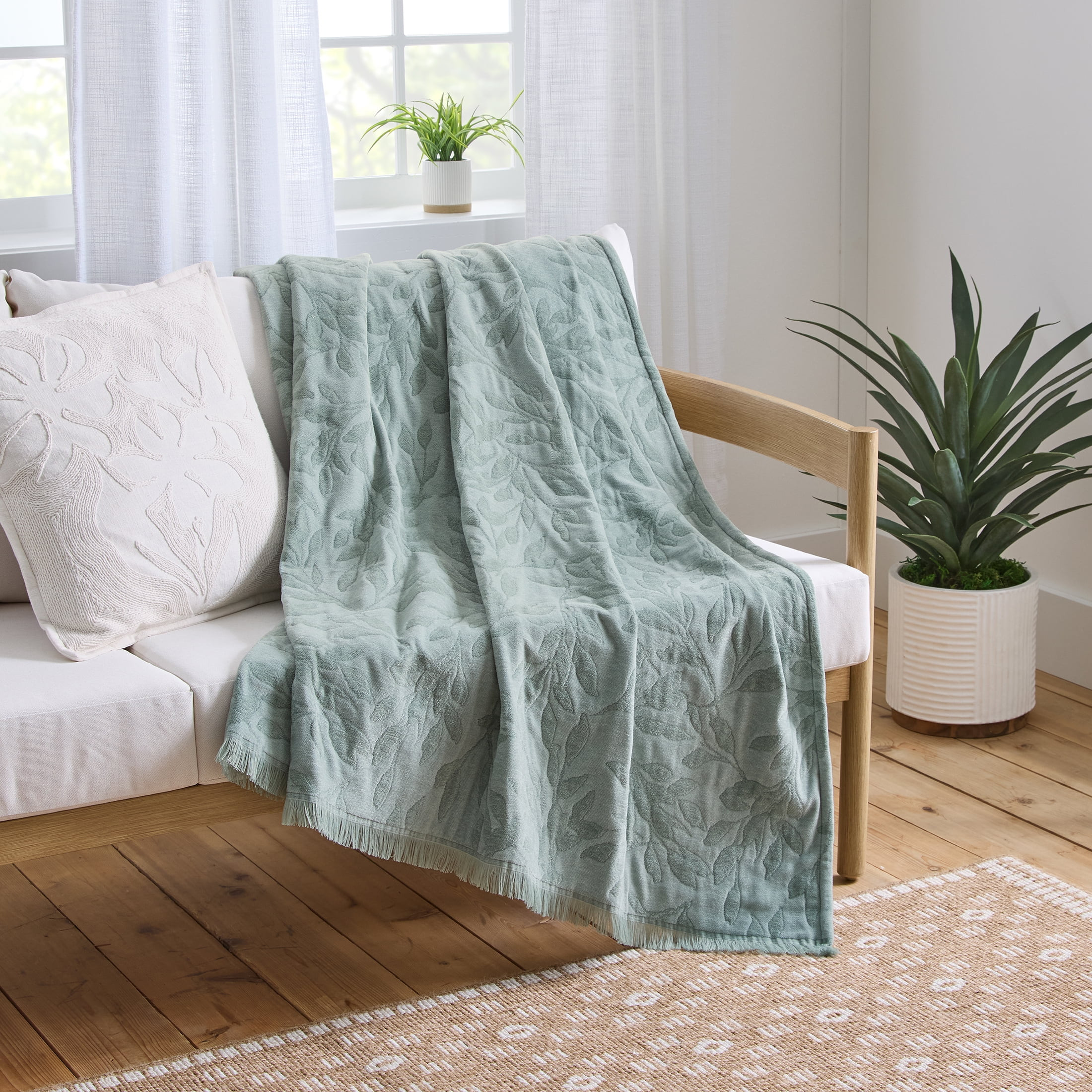 Better Homes & Gardens Woven Chenille Botanical Throw Blanket, Green River, 50x72 Inches | Walmart (US)