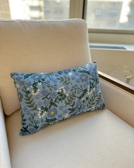 Use code AMY20 for 20% off this darling blue embroidered floral throw pillow! 🌿 #throwpillow #embroideredpillow #florals 

#LTKsalealert #LTKhome #LTKSeasonal