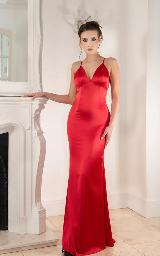 Caprice Evening Maxi Dress In Red | Saint A | SilkFred | SilkFred