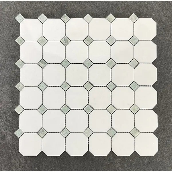 2" Octagon with Dot Marble Mosaic Tiles - Case (10 Sheets) | Bed Bath & Beyond