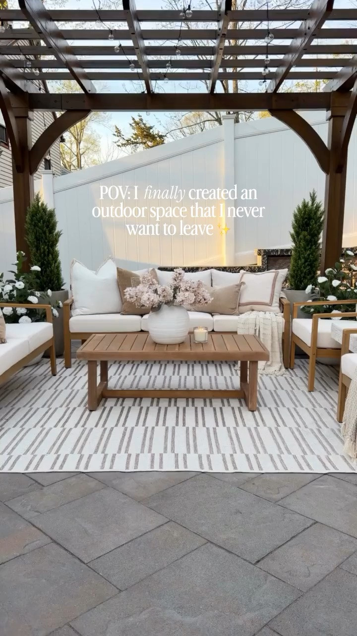 Scroll to shop! Obsessed with this chic outdoor space makeover. Everything feels so elevated and effortless. Summers out here are going to be perfect ✨ 

#outdoorliving #patioinspo #outdoorstyling #modernorganic
#outdoorinspo homedecorideas

#LTKSeasonal #LTKHome #LTKSaleAlert