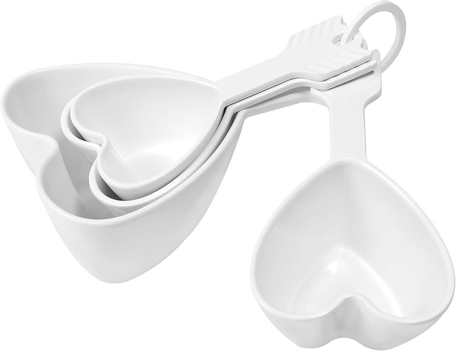 Heart Shaped Melamine Measuring Cups Set, Multi-Purpose Liquid and Dry Home Essentials Cooking an... | Amazon (US)