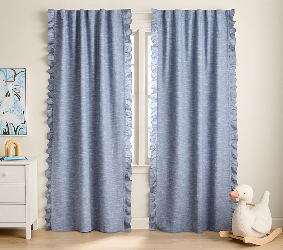 Evelyn Ruffle Trim Blackout Curtain | Pottery Barn Kids