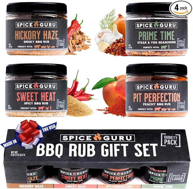 Spice Guru BBQ Rub Set - 4 Flavor BBQ Seasoning Set - Gifts for Men Who Cook - Dad Gifts for Dad ... | Amazon (US)