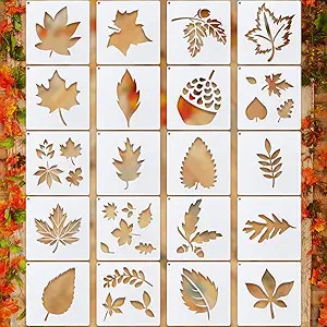 20 Pieces Autumn Leaf Stencils Fall Pumpkin Templates Reusable Craft Stencils Plastic Painting Ha... | Amazon (US)