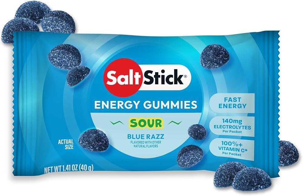SaltStick Energy Gummies with Electrolytes, Sour Blue Razz, Easy to Chew Electrolyte Gummy, Energ... | Amazon (US)