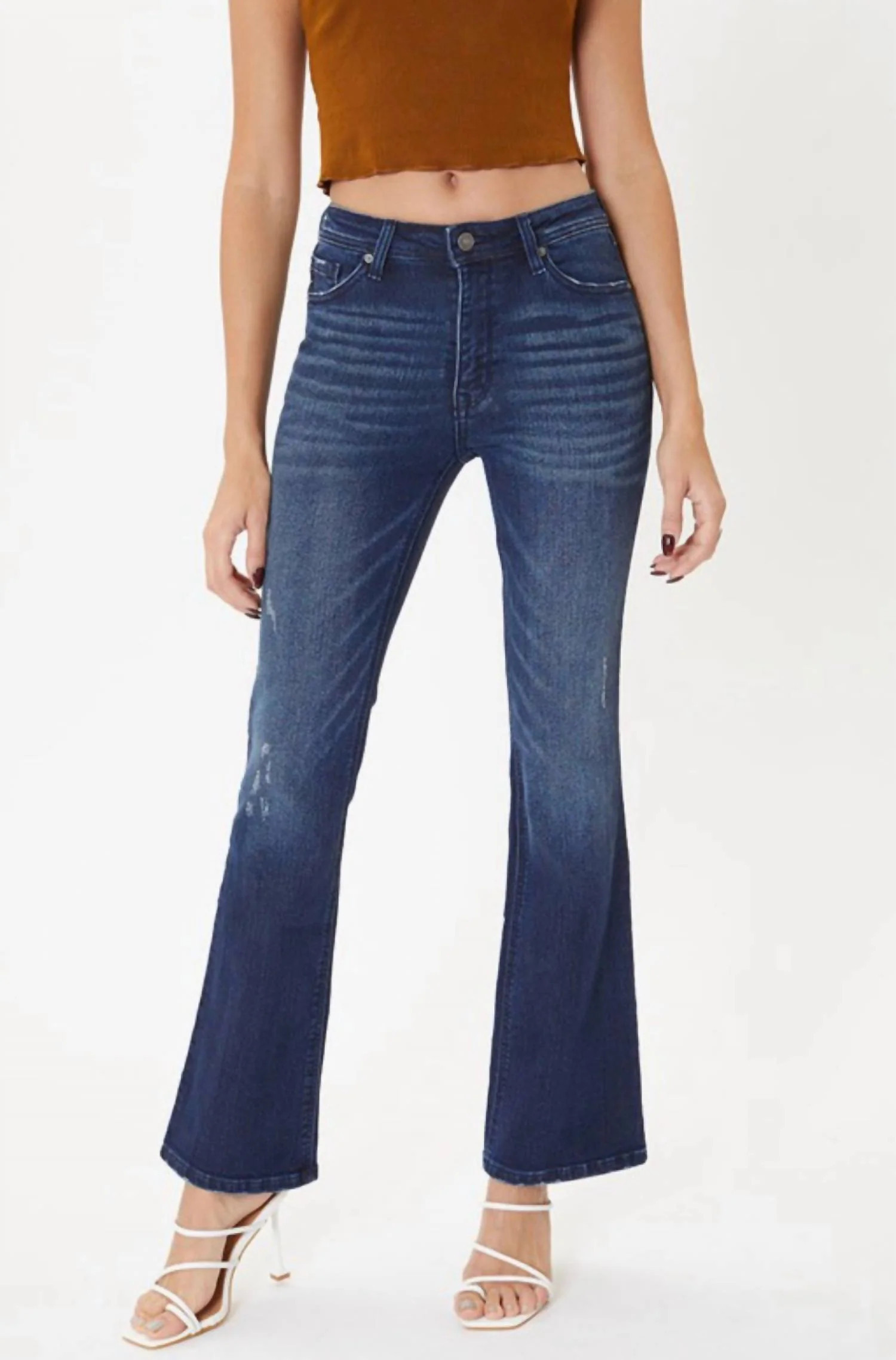 Women's Petite High Rise Bootcut Jeans In Blue | Shop Simon