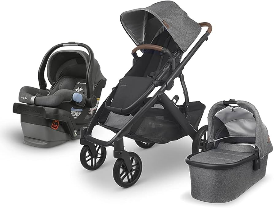 UPPAbaby Vista V2 Stroller - Greyson (Charcoal Melange/Carbon/Saddle Leather) + Mesa Infant Car S... | Amazon (US)