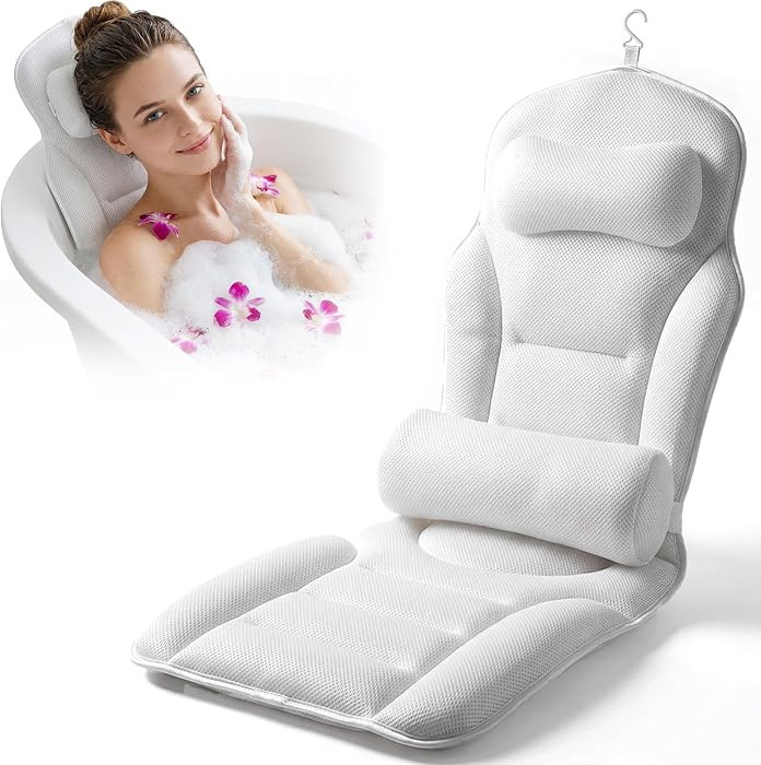 Full Body Bath Pillow for Bathtub, Adjustable Bathtub Pillows, White | Amazon (US)
