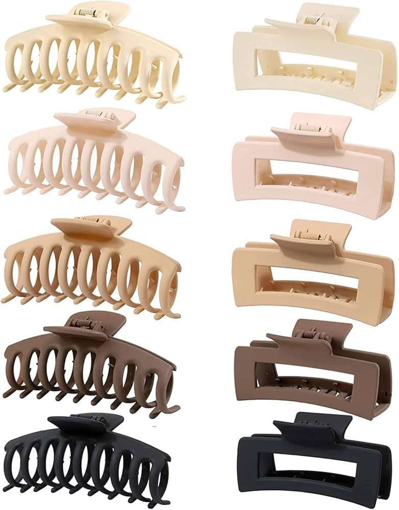 10 Pack Large Claw Clips for Thick Hair, 4.3 Inch Matte Hair Clips Rectangle Hair Claws Pack Non ... | Amazon (CA)