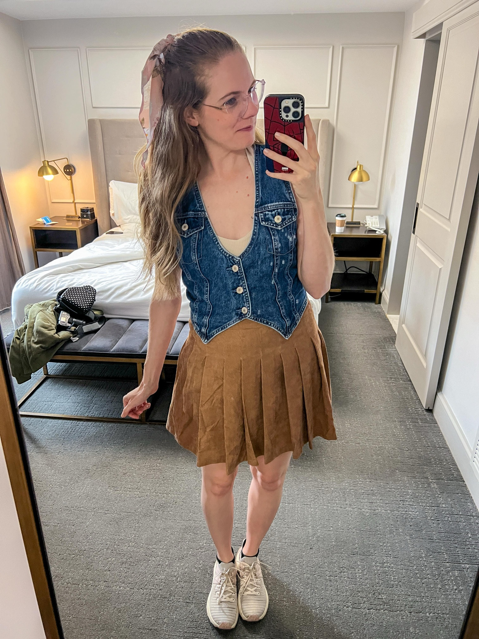 When summer meets fall ☀️🍁 denim vest with a brown pleated corduroy skirt is a perfect match for this in between seasons outfit

#LTKStyleTip