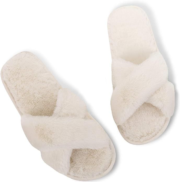 Fires Women's Cross Band House Bedroom Slippers Soft Home Outdoor Sandals | Amazon (US)