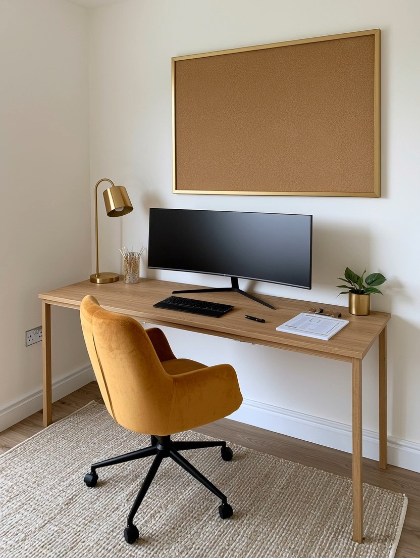 Elegant and simple—that’s the formula for the modern home office.

And one of the biggest shifts we’re seeing? Bulky drawer desks are out.

As our lives become increasingly digital, we simply don’t need as much physical storage around us. Extra drawers often become extra places to collect papers, cables and things we eventually have to organize, clean and maintain. A simple open desk keeps the room visually lighter and gives you a calmer foundation for working and creating.

Then add the pieces that make it beautiful: a velvet office chair for softness, texture and color, an ultrawide monitor for productivity, a sculptural gold desk lamp, and—if you still need somewhere for notes and important papers—a gold-framed corkboard.

That’s it.

Simple desk. Velvet chair. Ultrawide monitor. Gold lamp. Gold-framed corkboard.

Less to maintain. Less visual clutter. More space to think.

#HomeOffice #OfficeDecor #WoodenDesk #ElegantAndDriven 

 #LTKHome #LTKKids #LTKMens