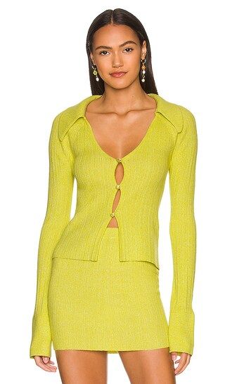 Marina Knit Cardi in Marled Lime | Revolve Clothing (Global)