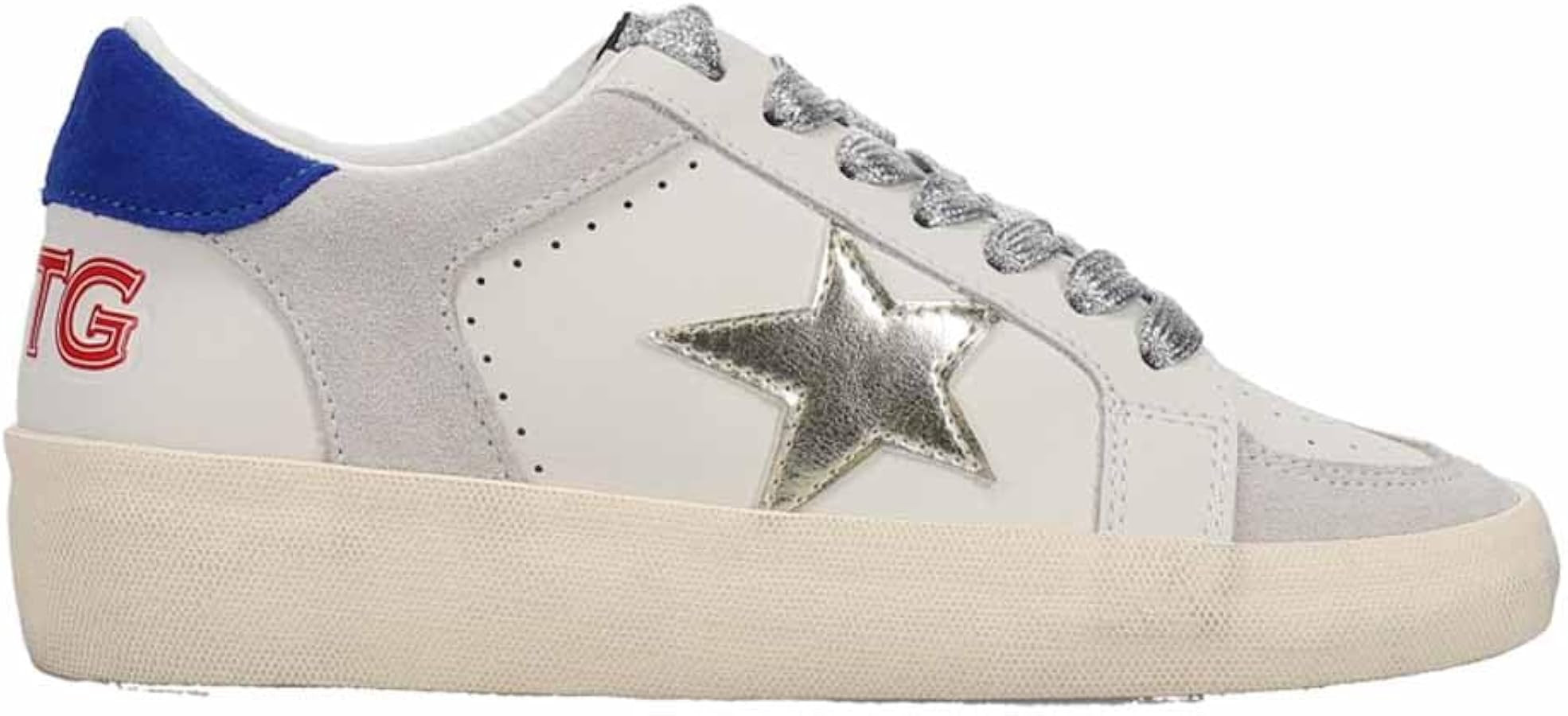 VINTAGE HAVANA Womens Reflex Glitter Lace Up Sneakers Shoes Casual - Silver, White | Amazon (US)